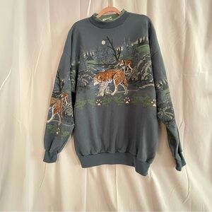 🐺🐺🐺 Artisans sweatshirt Wolf double sided XXL Blue. Vintage